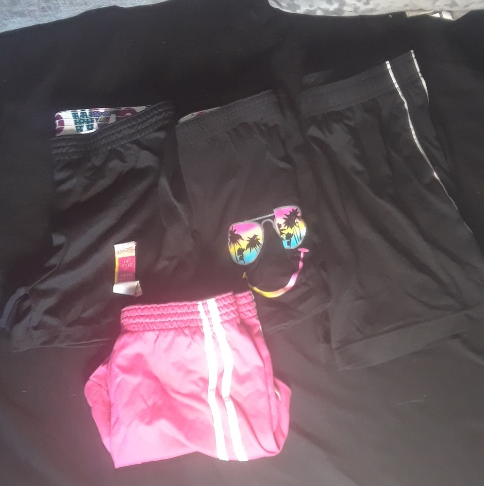Bundle of 4 Girls Shorts Pink Black 10 - 12